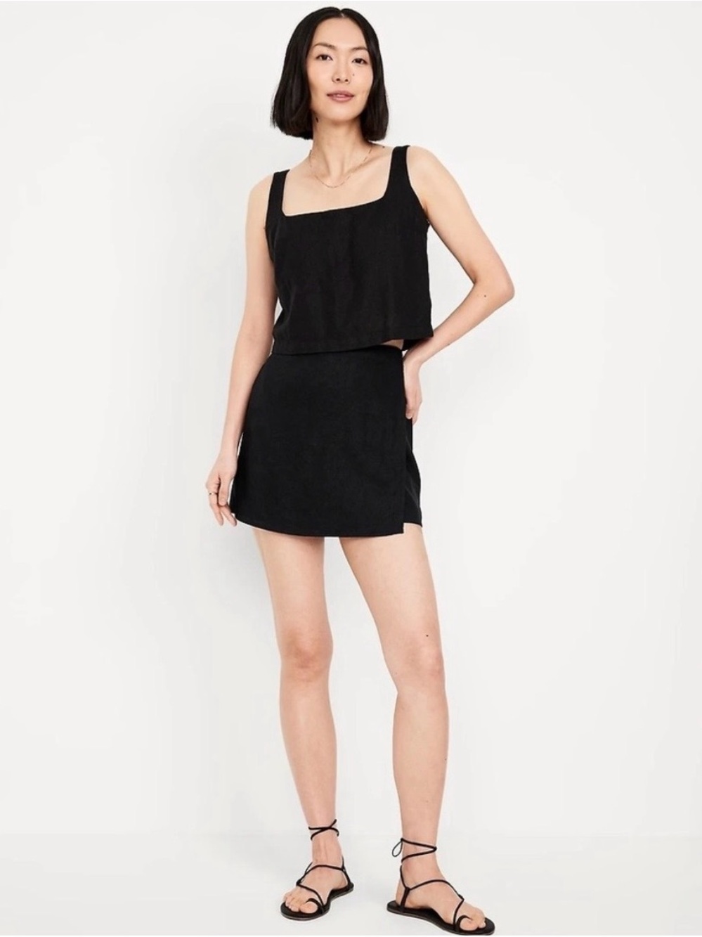 Old Navy Linen Skort and Tank Top Matching Set - Black
